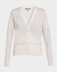 Cashmere Sequin Striped Cardigan