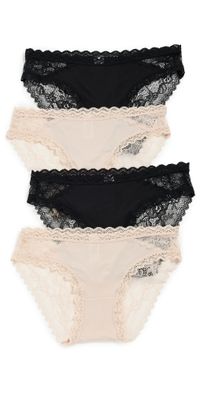 Stripe & Stare Eco Lace Original Knicker 4 Pack Black & Sand M