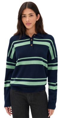 Renggli Cashmere Striped Polo Midnight/Jade XL