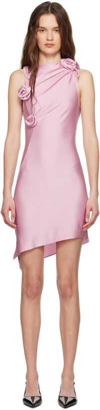 Coperni Pink Asymmetric Flower Minidress
