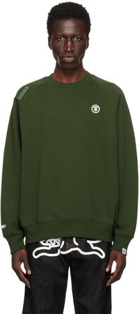 AAPE by A Bathing Ape Green 'AAPE Now' Raglan Sweatshirt