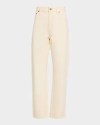 Cropped Straight-Leg Leather Pants