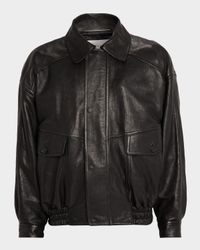 Men's Grained Leather Blouson Jacket