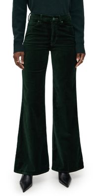 Good American Velvet Good Waist Palazzo Pants Pine Green003 20