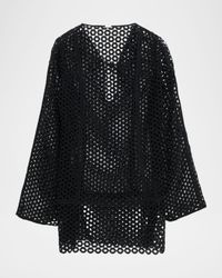 Omara Open-Knit Mini Dress Coverup