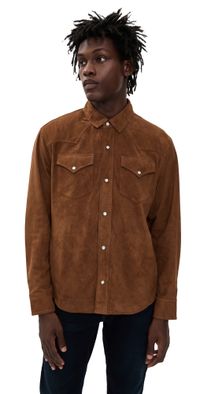 AG Elias Western Goat Suede Overshirt Canyon Amber XL