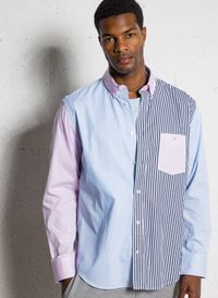 Eden Park - Chemise droite en coton rayé - Taille 2XL - Bleu