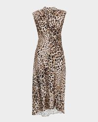 Giselle Leopard Satin High-Low Dress