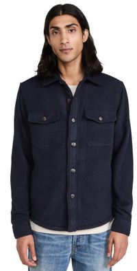Faherty Range High Pile Fleece Lined CPO Jacket Navy Shadow Twill XXL