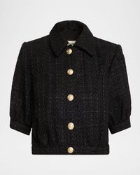 Cove Cropped Short-Sleeve Tweed Jacket