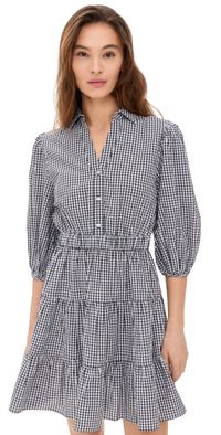 Playa Lucila Gingham Collared Dress Black Gingham L