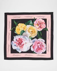 Floral Silk Twill Foulard Scarf