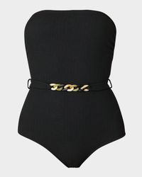 Belted Strapless One-Piece Swimsuit
