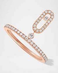 MOVE UNO 18K PINK GOLD PAVE DROP DIAMOND RING