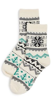 Stems Heidi Crew Socks Black Ivory One Size