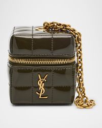 Mini YSL Cube Box Wristlet in Patent Fabric