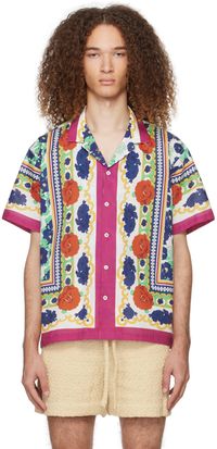 HARAGO Chemise multicolore à rayures et motif fleuri imprimés
