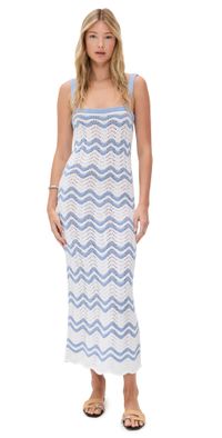 Splendid Cove Sweater Dress Steel Blue Stripe XL