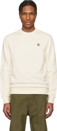 Moncler White Logo Patch Cotton Sweatshirt