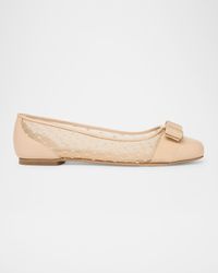 Varina Mesh Leather Bow Ballerina Flats