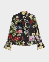 Lloyd Floral Slit-Sleeve Blouse