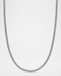 Men's Double Box Chain Necklace in Silver, 2.6mm, 22"L