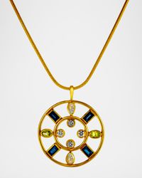 Crown Pendant Necklace with Mixed Stones