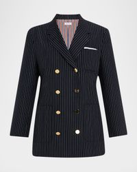 Pinstripe Double-Breasted Sack Sport Coat