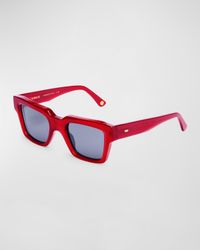 Mahi Red Acetate Square Sunglasses