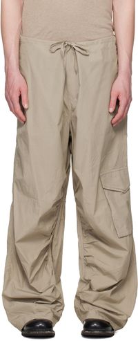 HOPE Beige Loose Drawstring Collapse Cargo Pants