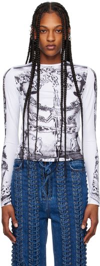 Jean Paul Gaultier T-shirt à manches longues blanc à image à logo - Très Gaultier