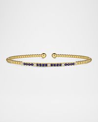 14K Yellow Gold Bujukan Diamond and Blue Sapphire Split Bangle