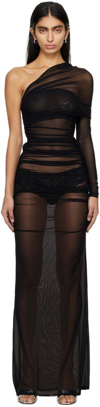 Atlein Black Single-Shoulder Maxi Dress