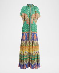 Neck-Tie Paisley Maxi Dress