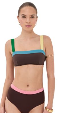 STAUD Liv Bikini Top Brown/Colorblock S