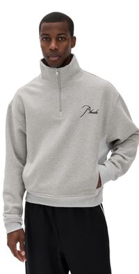 Rhude Classique Quarter Zip Heather Grey/ Black S