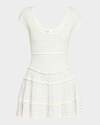 Elisavette Striped Stretch Pointelle Mini Dress