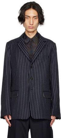 Dries Van Noten Navy Striped Blazer