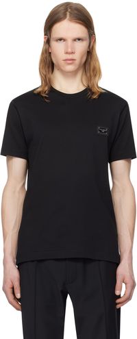 Dolce&Gabbana Black Cotton Branded Tag T-shirt