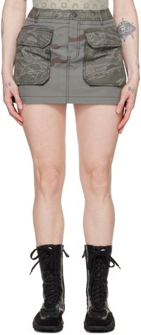 Marine Serre Gray Regenerated Camo Miniskirt