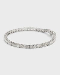 18K White Gold Princess-Cut Diamond Bracelet, 7"L, 10.0tcw