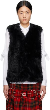 Black Comme des Garçons Black V-Neck Faux-Fur Vest