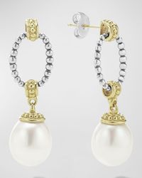 Sterling Silver and 18K Gold Luna Pearl Caviar Drop Earrings