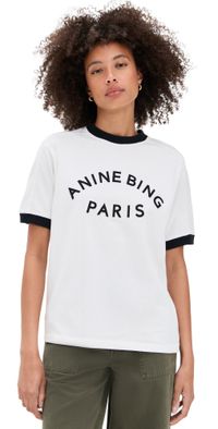 ANINE BING Jaylin Tee Paris Ivory S