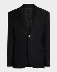 Men's Python-Jacquard Wool-Blend Blazer