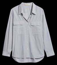 Vanessa Bruno - Chemise droite col classique en coton rayé - Taille XL - Bleu