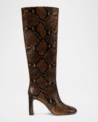 85mm Babette Tubo Snake-Printed Leather Knee-High Boots