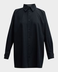 Wide A-Line Shirt with Collar (Long)
