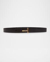 Reversible T-Logo Leather Belt