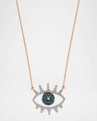 Eye Light Open Multi-Diamond Pendant Necklace, White/Blue